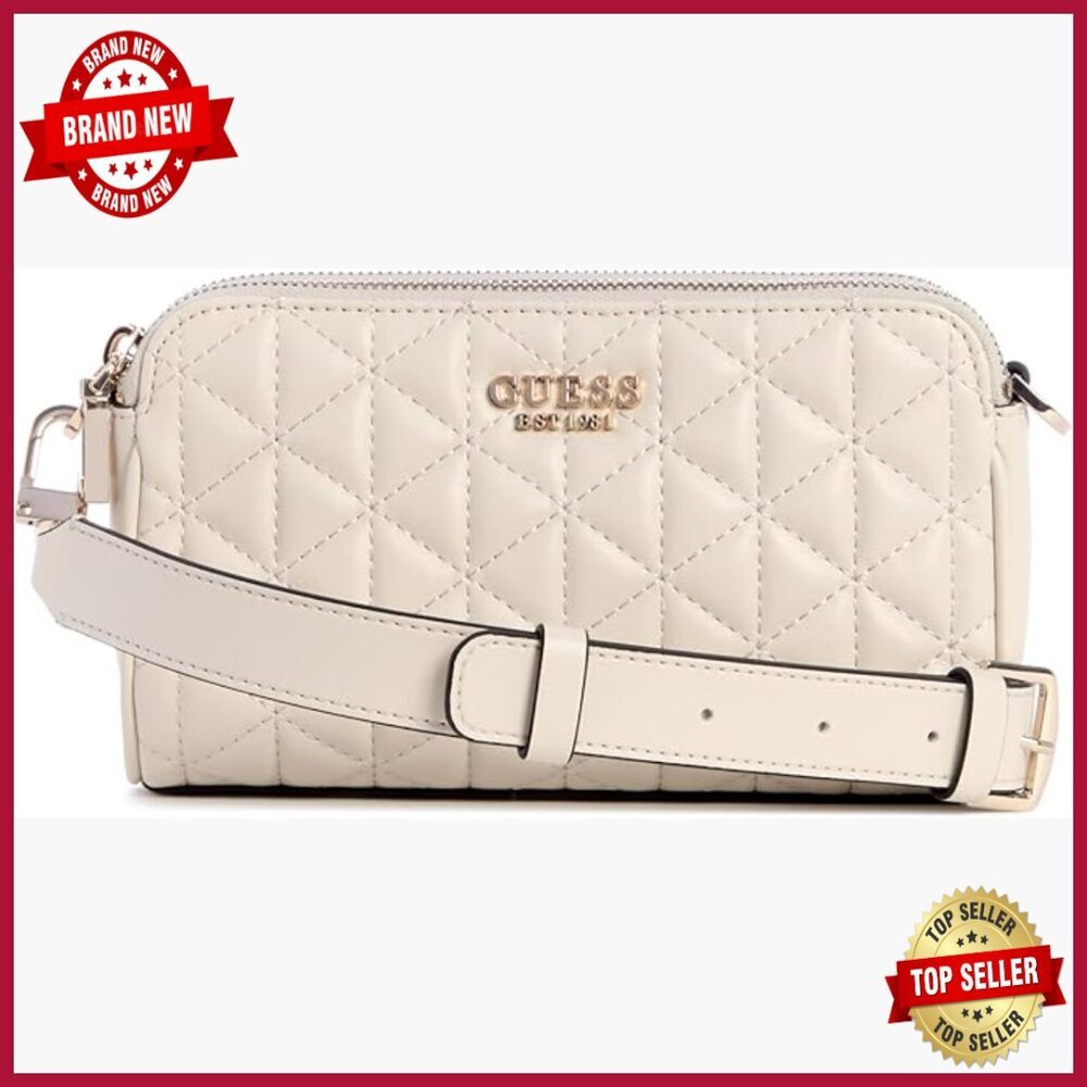 Quilted Pebble PU Crossbody Bag with Adjustable Strap and Gold Hardware